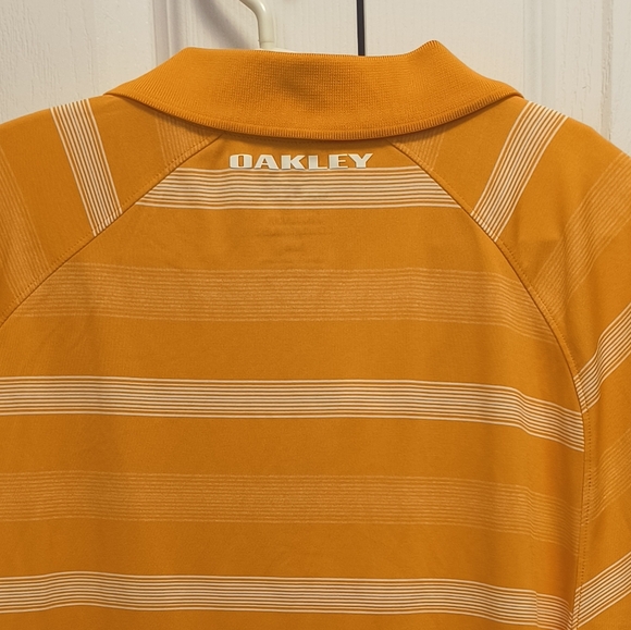 Oakley Men's Large size Orange Striped Golf Polo Shirt - Picture 6 of 6